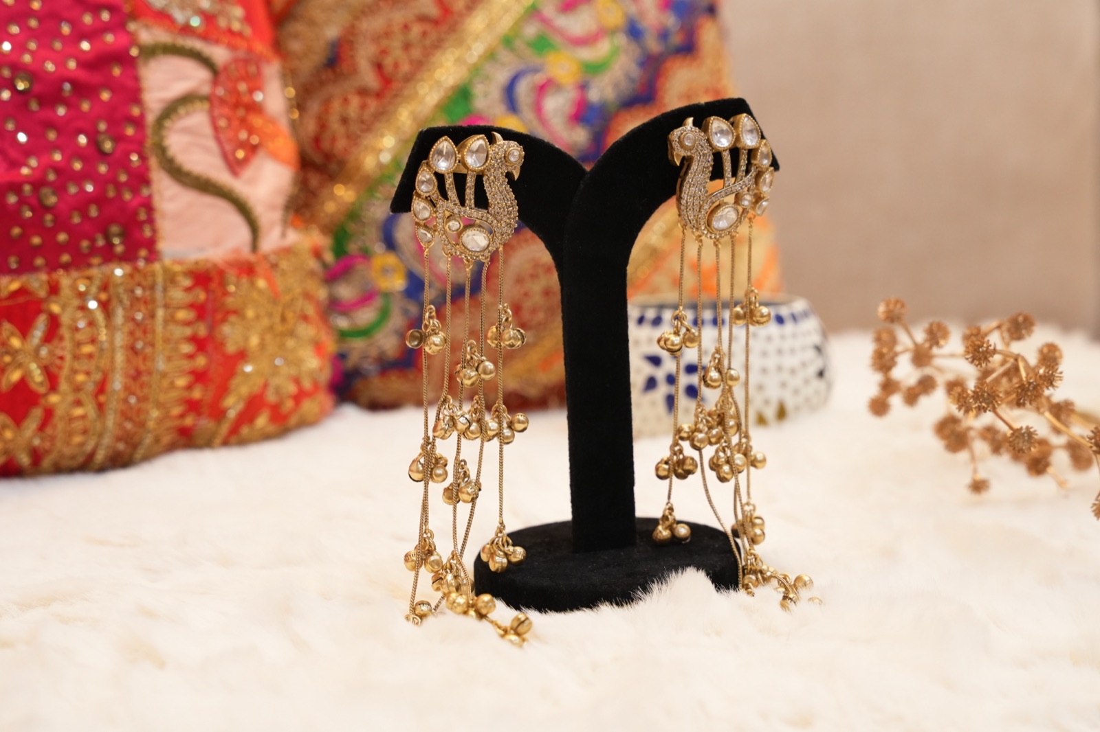 Long ethnic jhumka earrings